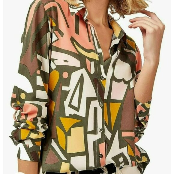 NWT - Big Dart Button - Down / Long Sleeve Blouse (SKU1088) - Picture 1 of 6